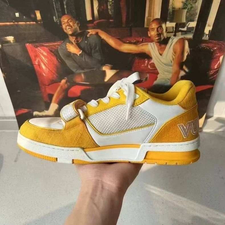 Louis Vuitton LV Trainer yellow denim sneaker Size US 7 / EU 40 - 4 Thumbnail