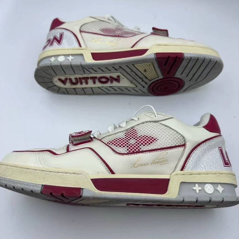 Louis Vuitton lv trainer white red sneakers Size US 5 / EU 37 - 2 Thumbnail