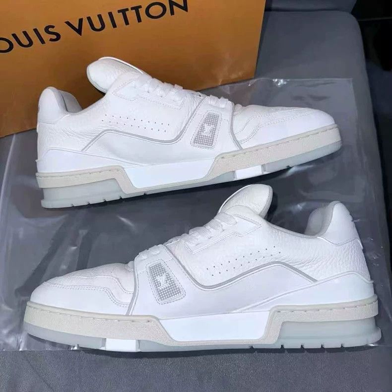 Louis Vuitton lv trainer white cement sneakers Size US 10.5 / EU 43-44 - 2 Thumbnail