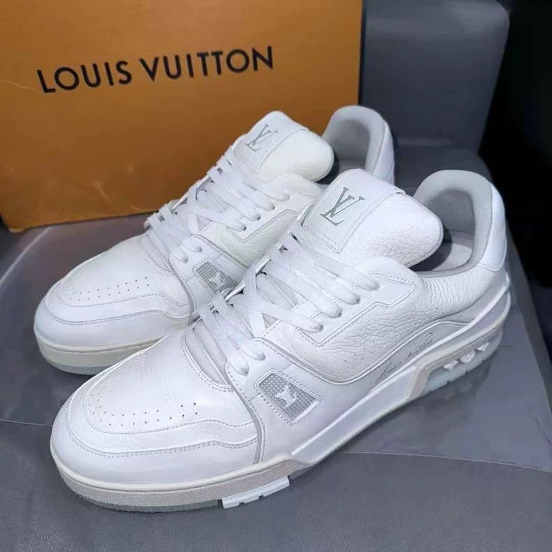 Louis Vuitton lv trainer white cement sneakers Size US 10.5 / EU 43-44 - 4 Thumbnail