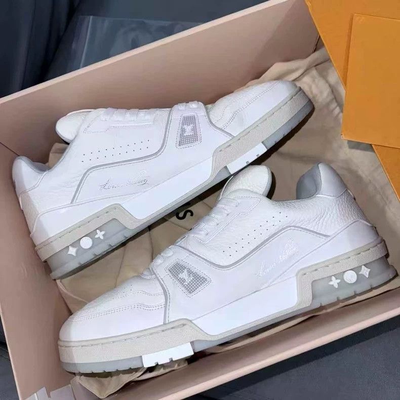 Louis Vuitton lv trainer white cement sneakers Size US 10.5 / EU 43-44 - 5 Thumbnail