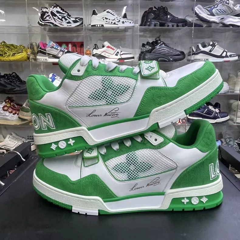 Louis Vuitton Lv trainer white green sneakers Size US 8 / EU 41 - 2 Thumbnail