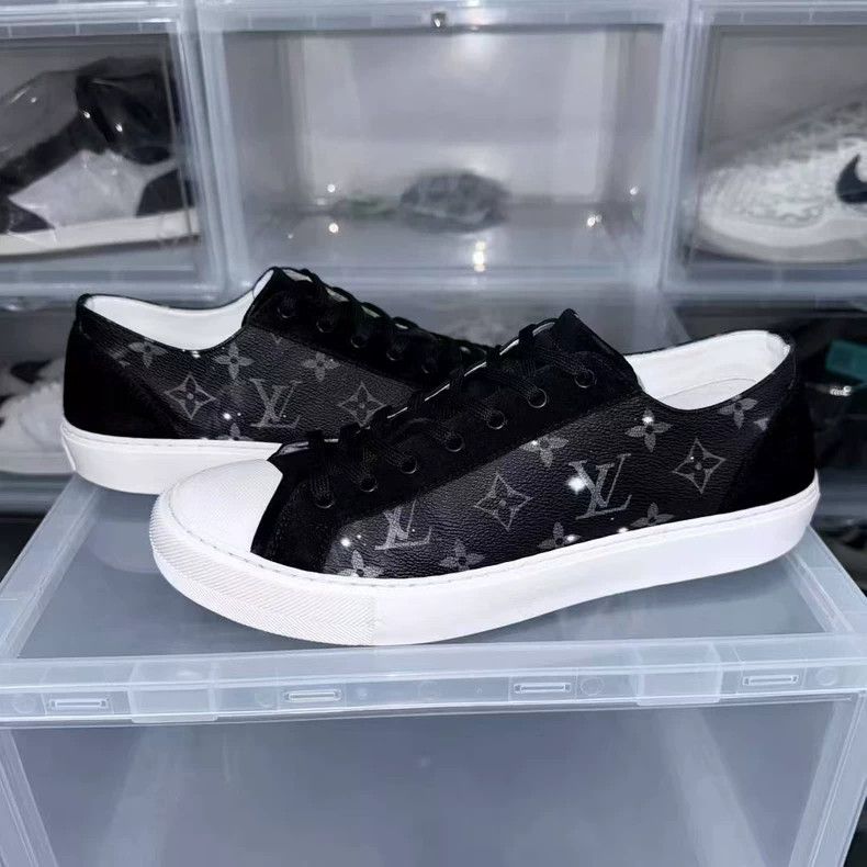 Louis Vuitton lv black monogram lowtop sneakers Size US 7.5 / EU 40-41 - 4 Thumbnail
