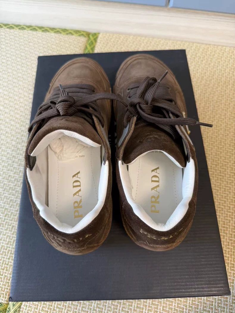 Prada prada brown suede lowtop sneakers Size US 6.5 / EU 39-40 - 5 Thumbnail