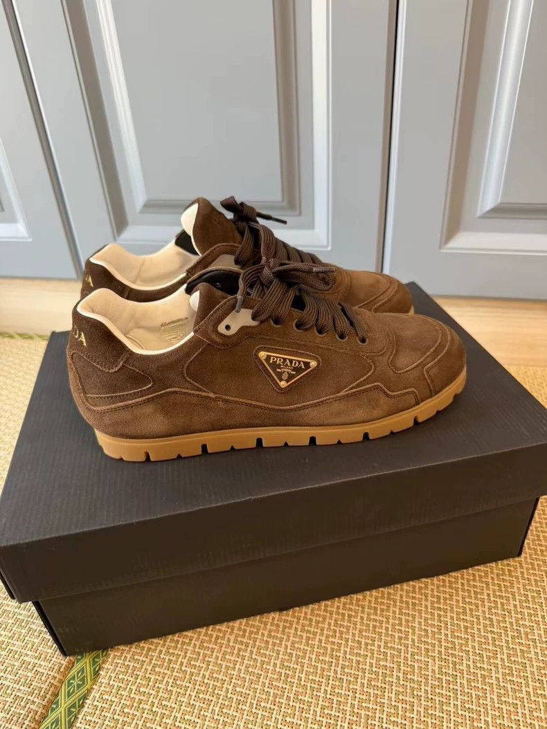 Prada prada brown suede lowtop sneakers Size US 6.5 / EU 39-40 - 3 Thumbnail