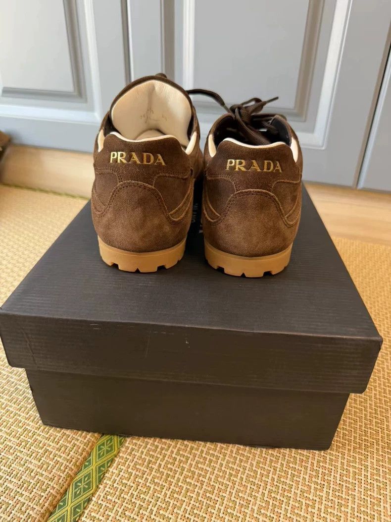 Prada prada brown suede lowtop sneakers Size US 6.5 / EU 39-40 - 2 Thumbnail
