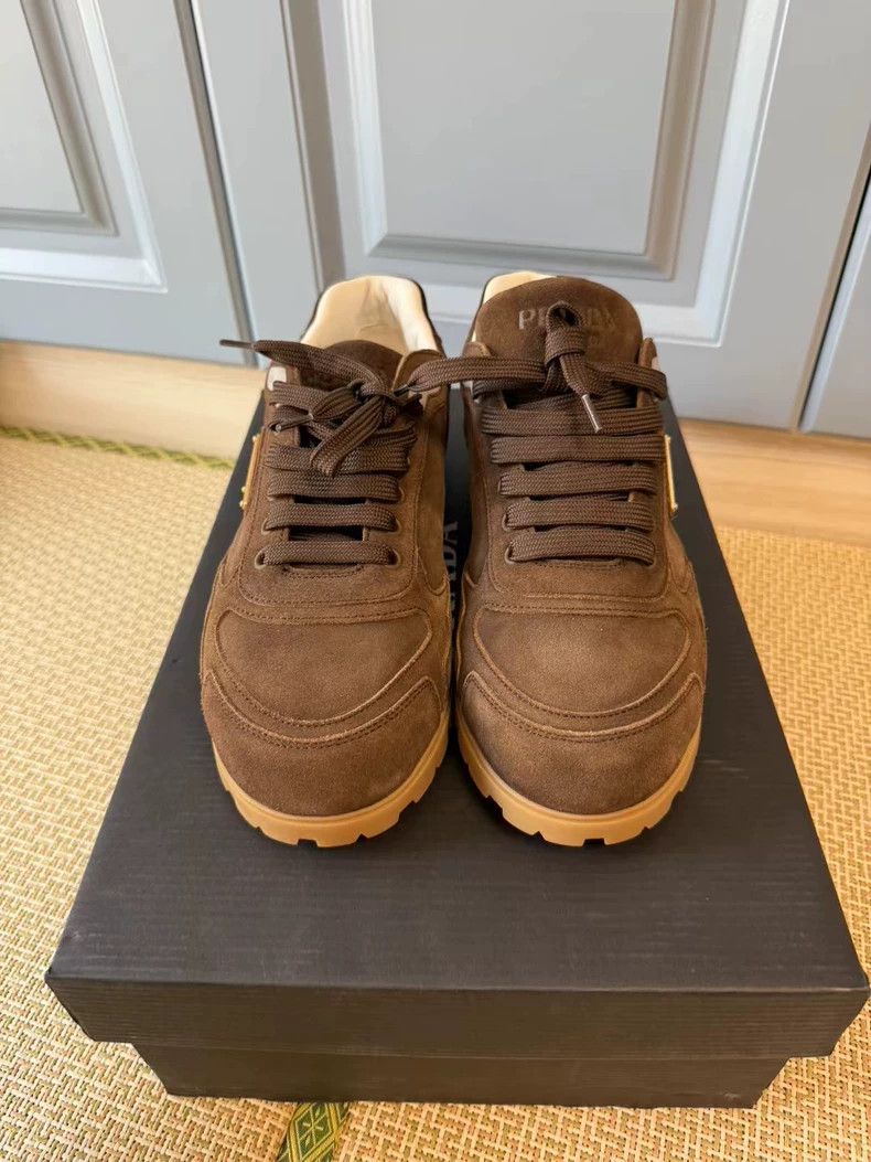 Prada prada brown suede lowtop sneakers Size US 6.5 / EU 39-40 - 4 Thumbnail