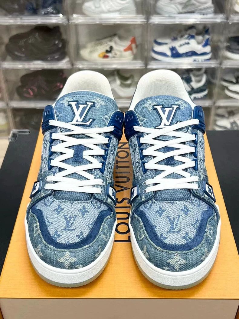 Louis Vuitton LV Trainer Blue Denim Sneakers Size US 7.5 / EU 40-41 - 5 Thumbnail