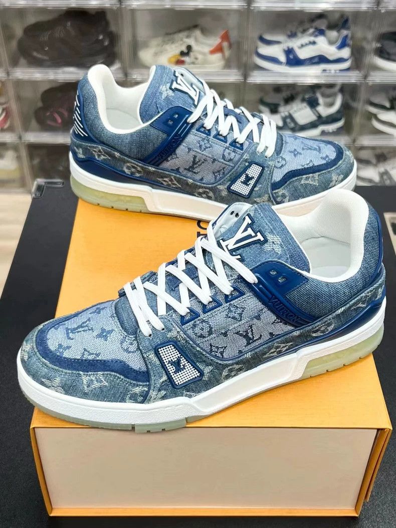 Louis Vuitton LV Trainer Blue Denim Sneakers Size US 7.5 / EU 40-41 - 9 Thumbnail