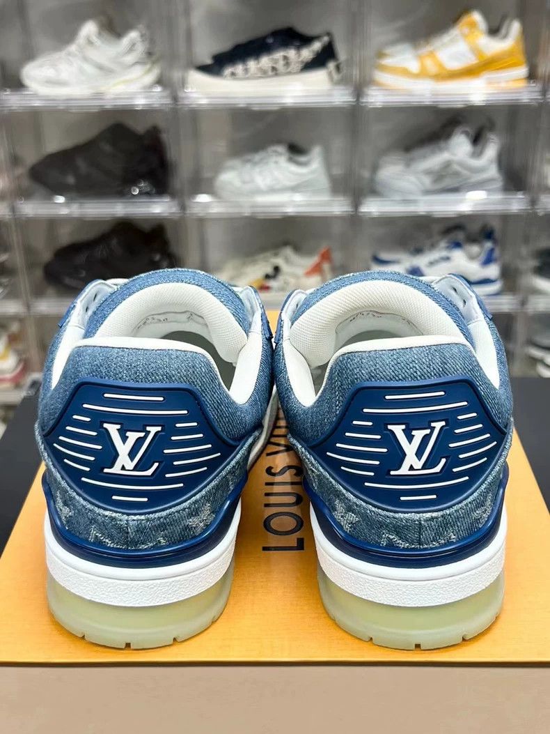 Louis Vuitton LV Trainer Blue Denim Sneakers Size US 7.5 / EU 40-41 - 4 Thumbnail