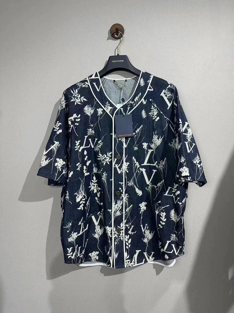Louis Vuitton LV Wheat Ear Print Denim Short Sleeve shirt Size US XL / EU 56 / 4 - 3 Thumbnail