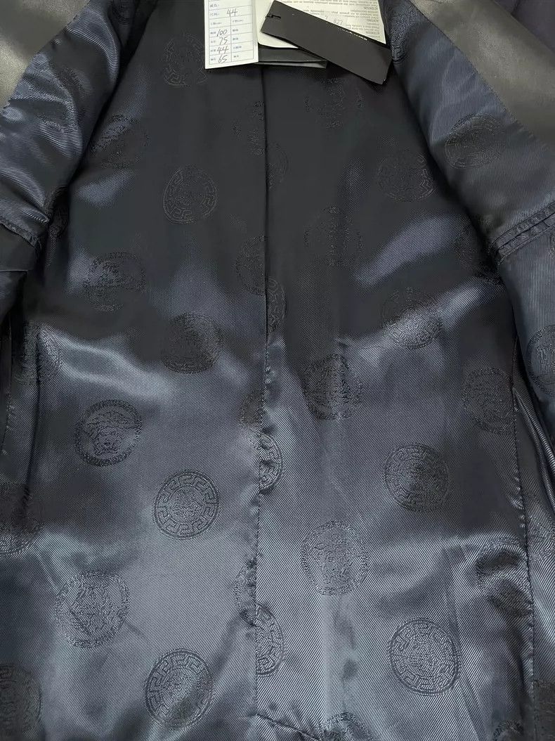 Versace Versace Black Blue Leather Trim Blazer Size US S / EU 44-46 / 1 - 6 Thumbnail