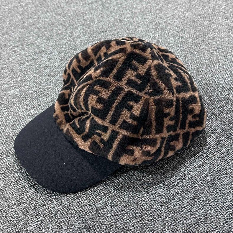 Fendi fendi brown printed newsboy cap Size ONE SIZE - 2 Thumbnail