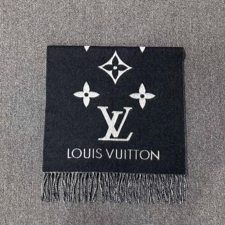 Louis Vuitton LV black and white cashmere scarf Size ONE SIZE - 2 Thumbnail