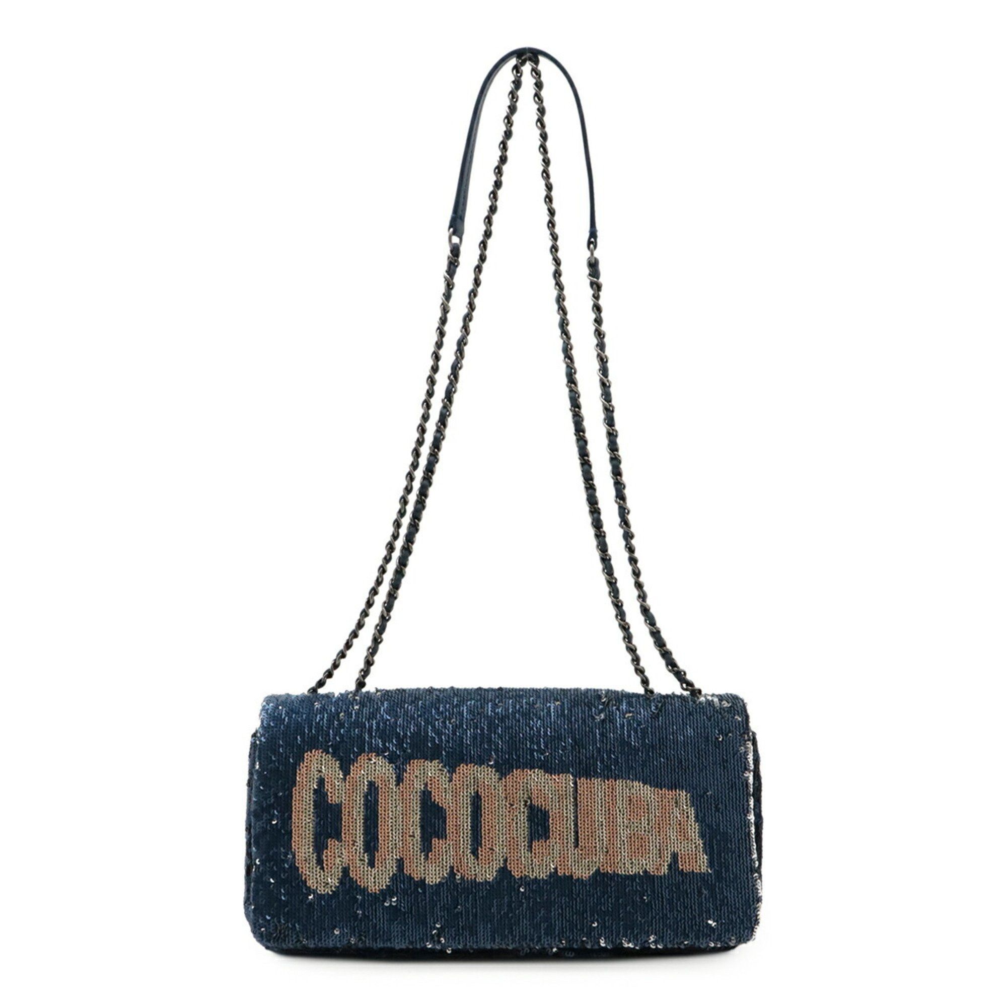 Chanel CHANEL COCOCUBA Sequin Chain Shoulder Bag Leather Blue Size ONE SIZE - 2 Thumbnail