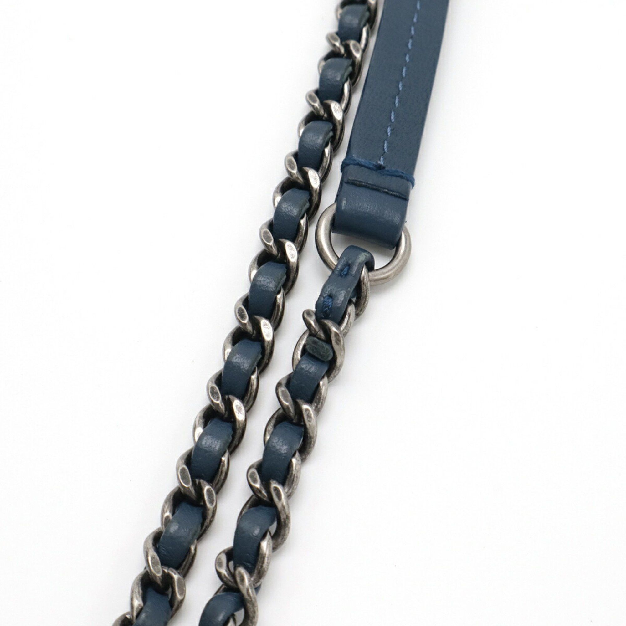 Chanel CHANEL COCOCUBA Sequin Chain Shoulder Bag Leather Blue Size ONE SIZE - 5 Thumbnail