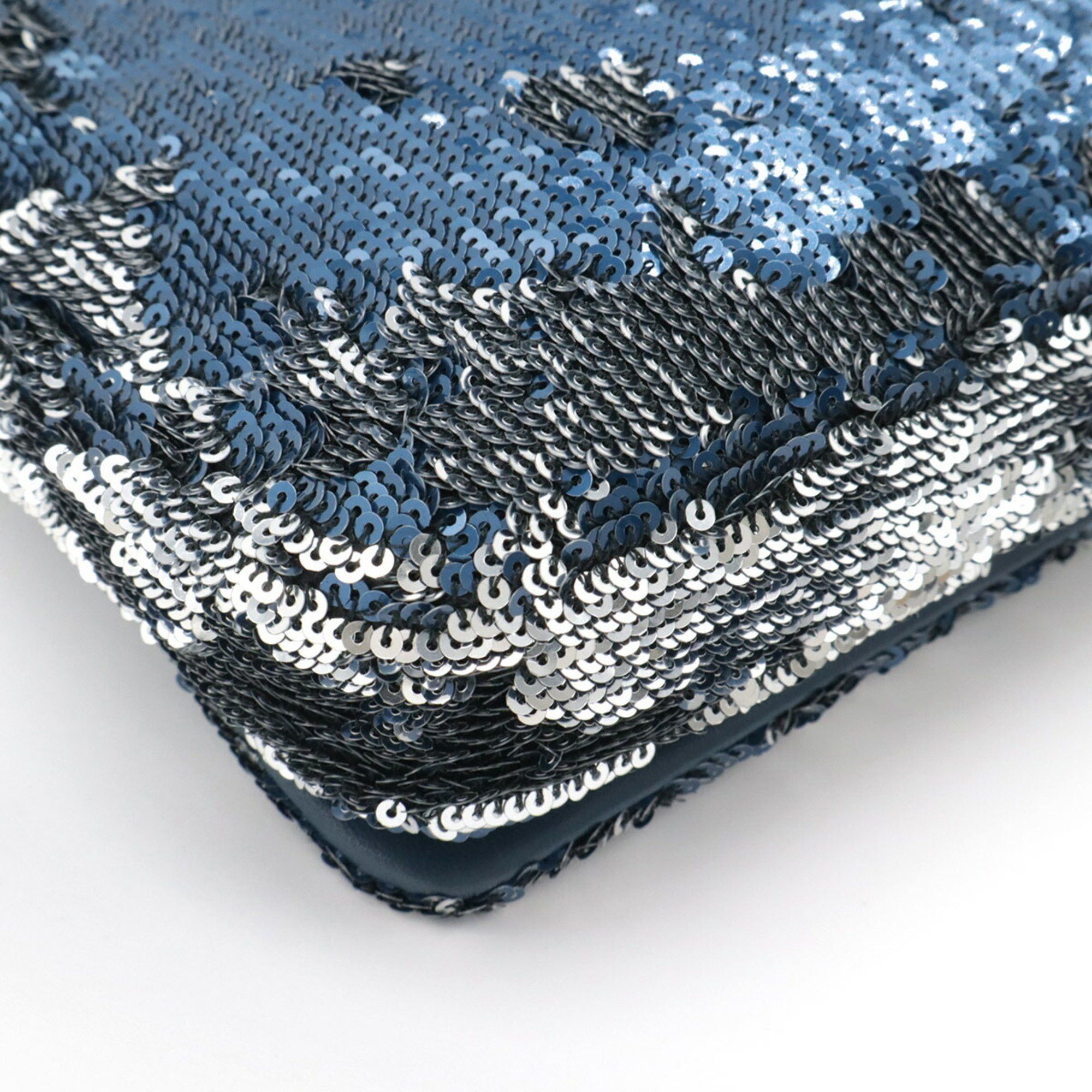 Chanel CHANEL COCOCUBA Sequin Chain Shoulder Bag Leather Blue Size ONE SIZE - 4 Thumbnail