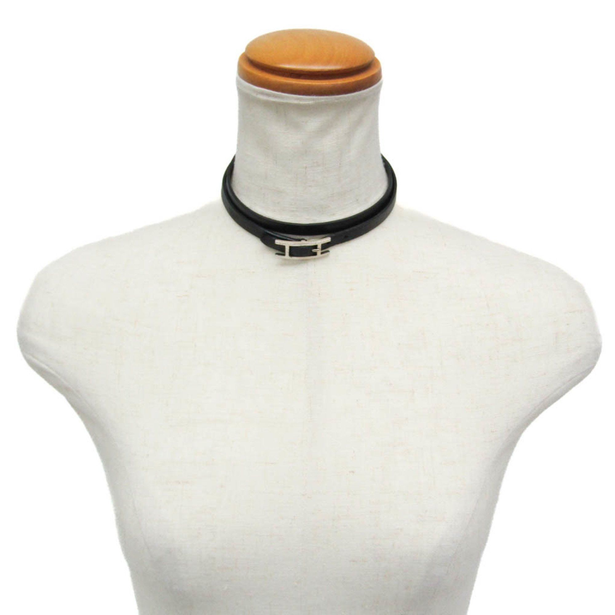 Hermes Hermes Hapi 4-row Bracelet Choker Leather,Metal Bangle Silver,Black Size ONE SIZE - 9 Thumbnail