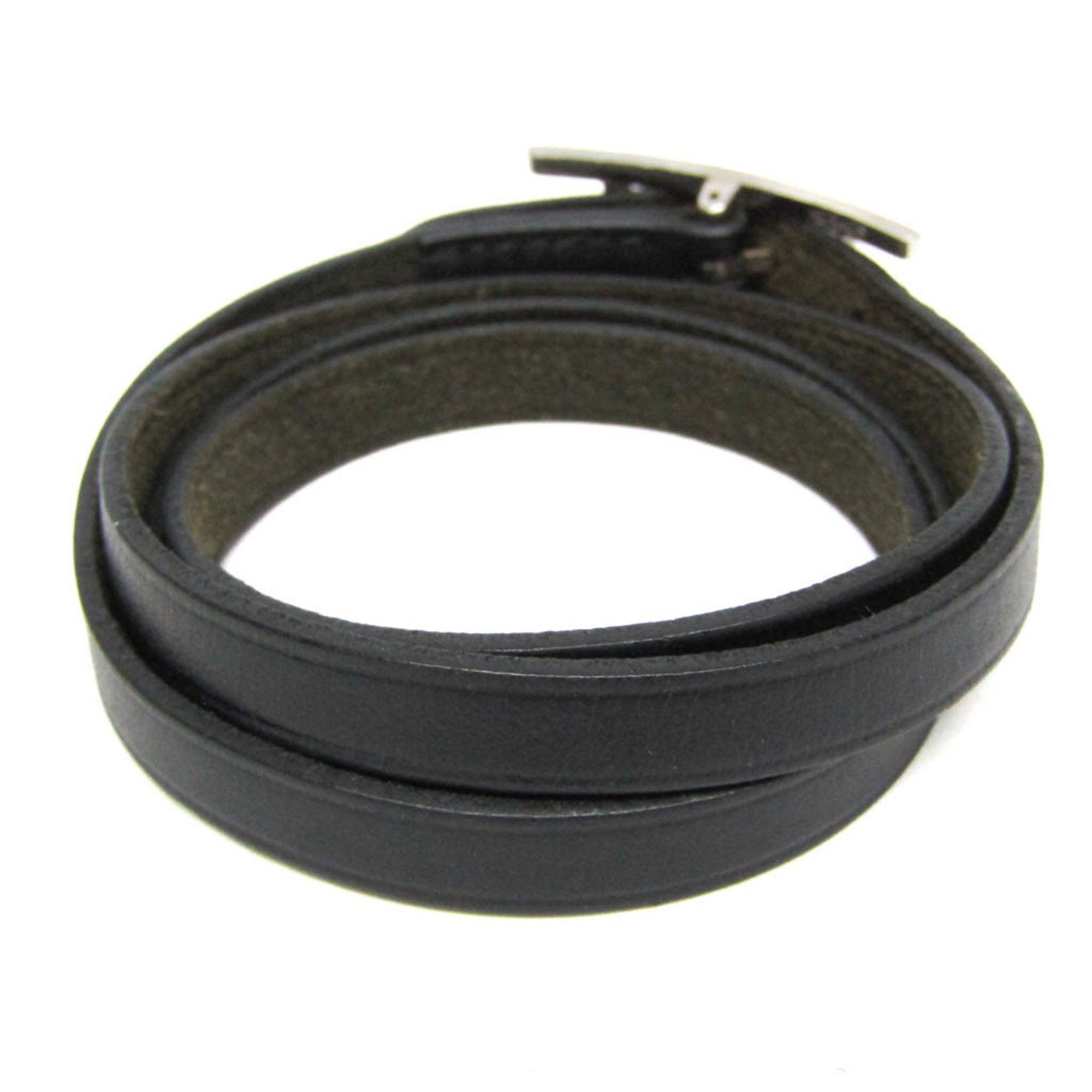 Hermes Hermes Hapi 4-row Bracelet Choker Leather,Metal Bangle Silver,Black Size ONE SIZE - 2 Thumbnail