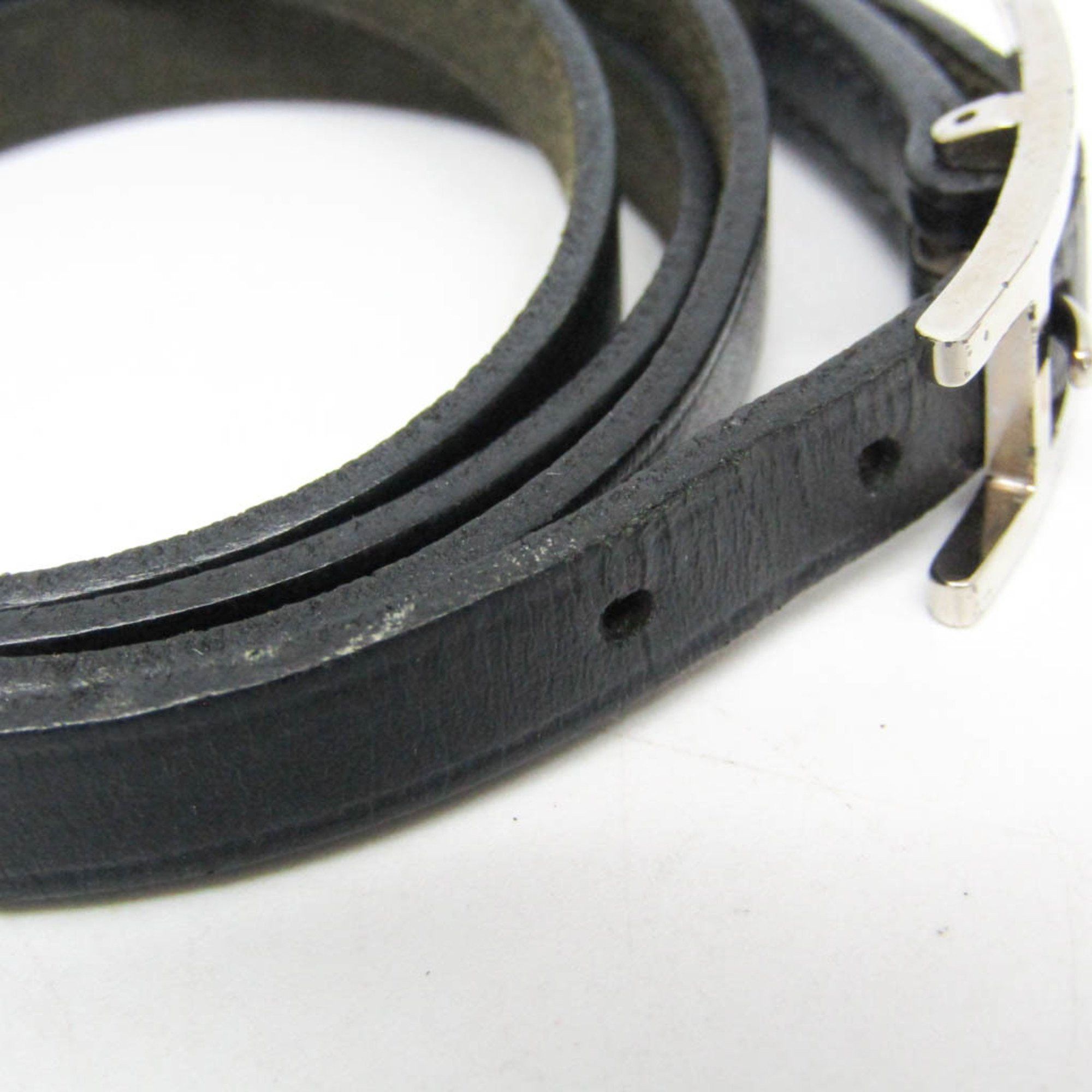 Hermes Hermes Hapi 4-row Bracelet Choker Leather,Metal Bangle Silver,Black Size ONE SIZE - 5 Thumbnail