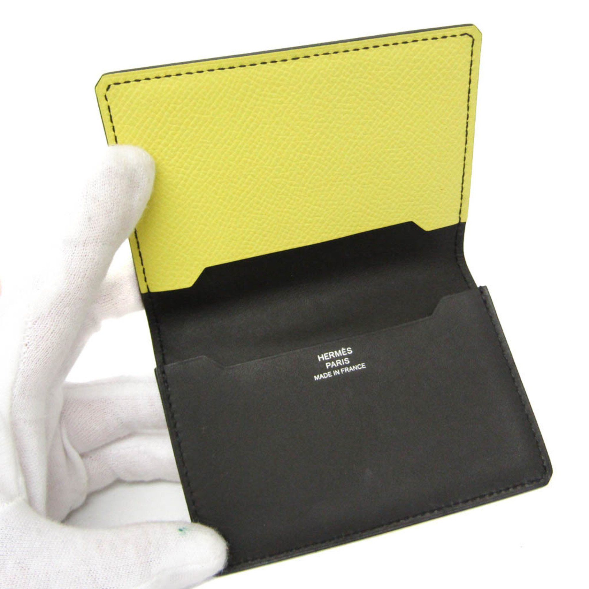 Hermes Hermes Manhattan Leather Card Case Black,Yellow Size ONE SIZE - 4 Thumbnail