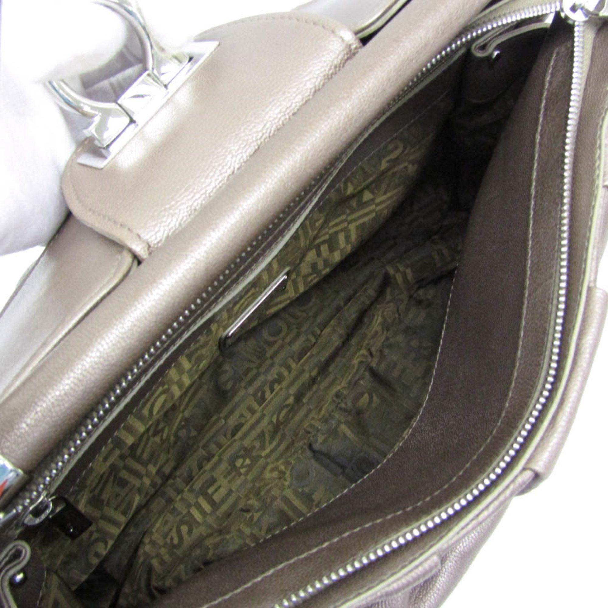 Salvatore Ferragamo Salvatore Ferragamo Gancini FZ 21 A305 Women's Leather Shoulder Bag Metallic Beige,Metallic Pink Size ONE SIZE - 4 Thumbnail