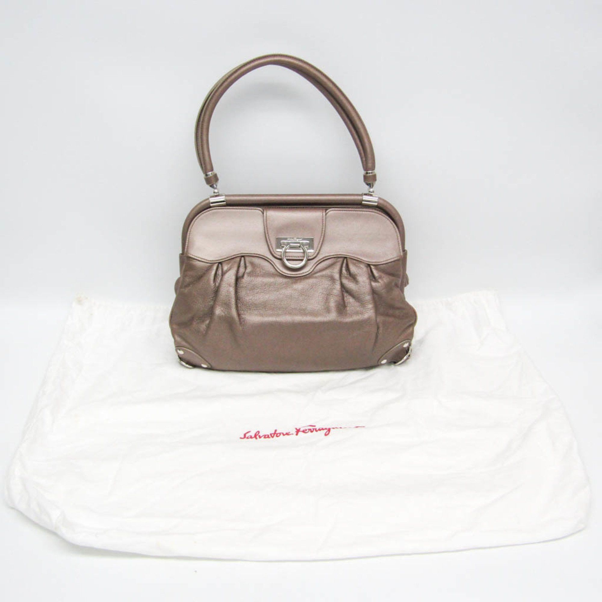 Salvatore Ferragamo Salvatore Ferragamo Gancini FZ 21 A305 Women's Leather Shoulder Bag Metallic Beige,Metallic Pink Size ONE SIZE - 2 Thumbnail