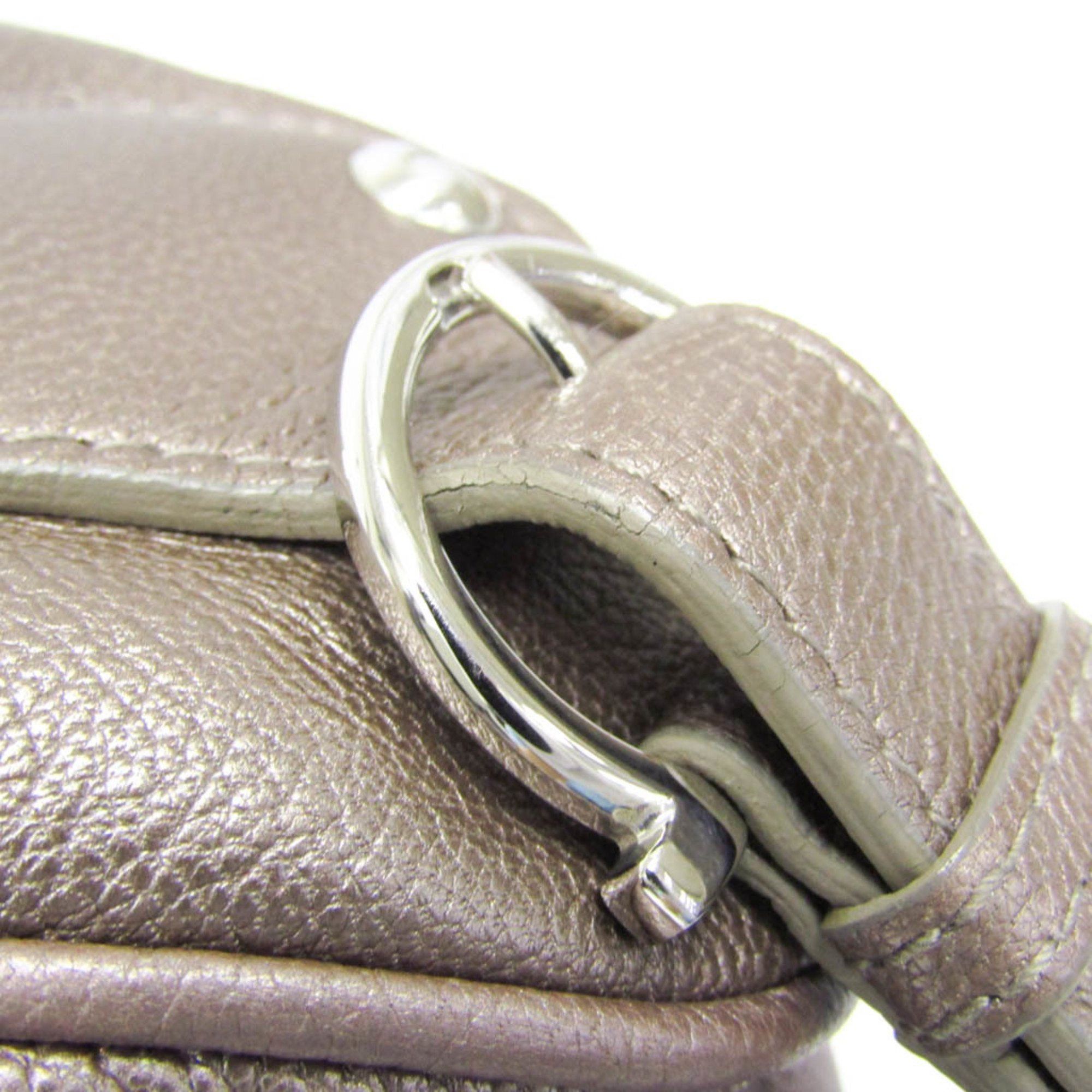 Salvatore Ferragamo Salvatore Ferragamo Gancini FZ 21 A305 Women's Leather Shoulder Bag Metallic Beige,Metallic Pink Size ONE SIZE - 8 Thumbnail