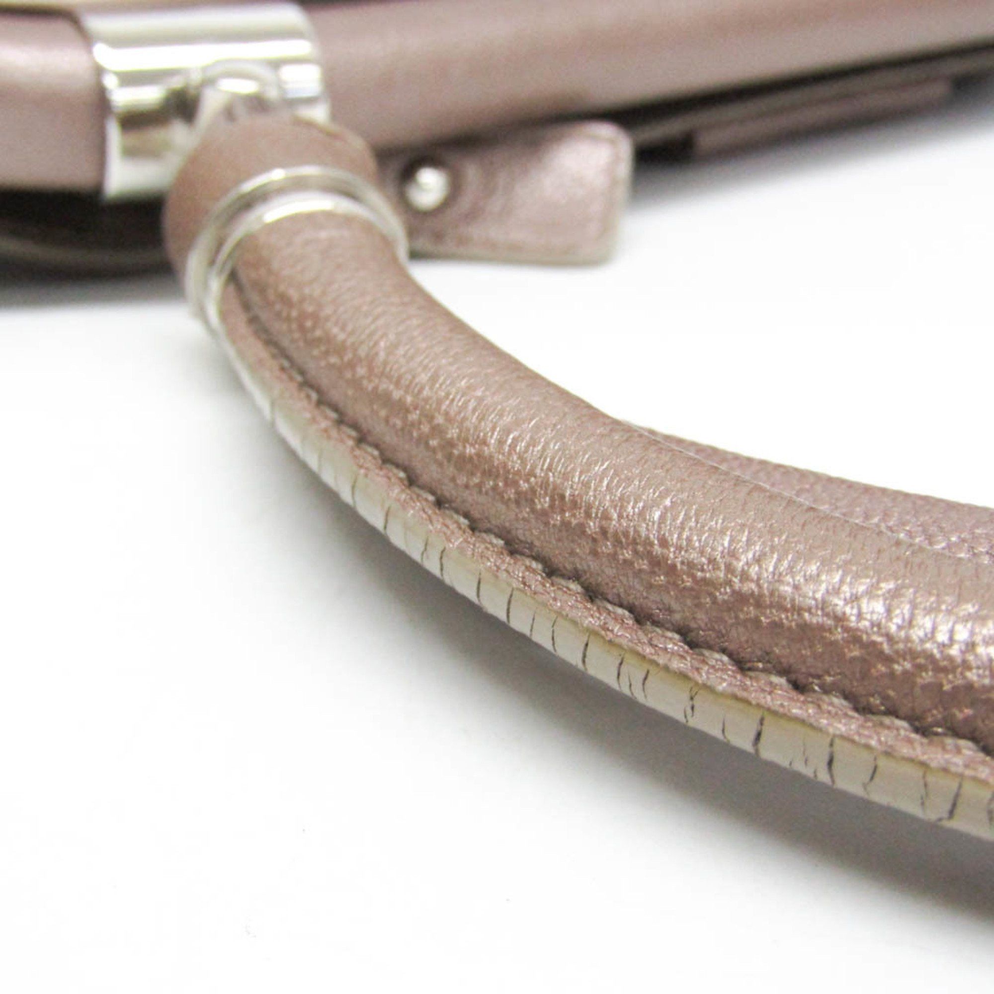 Salvatore Ferragamo Salvatore Ferragamo Gancini FZ 21 A305 Women's Leather Shoulder Bag Metallic Beige,Metallic Pink Size ONE SIZE - 11 Thumbnail