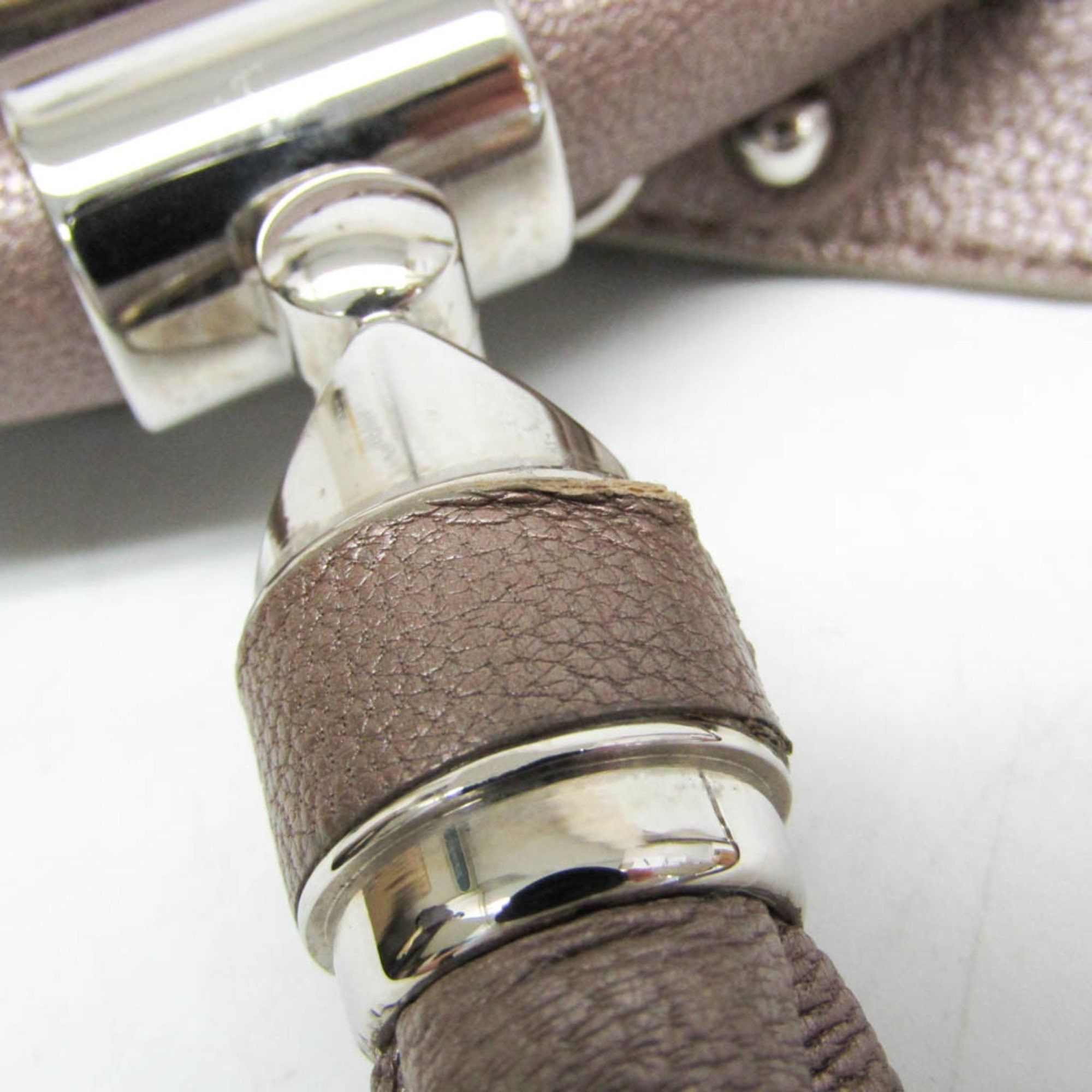 Salvatore Ferragamo Salvatore Ferragamo Gancini FZ 21 A305 Women's Leather Shoulder Bag Metallic Beige,Metallic Pink Size ONE SIZE - 12 Thumbnail