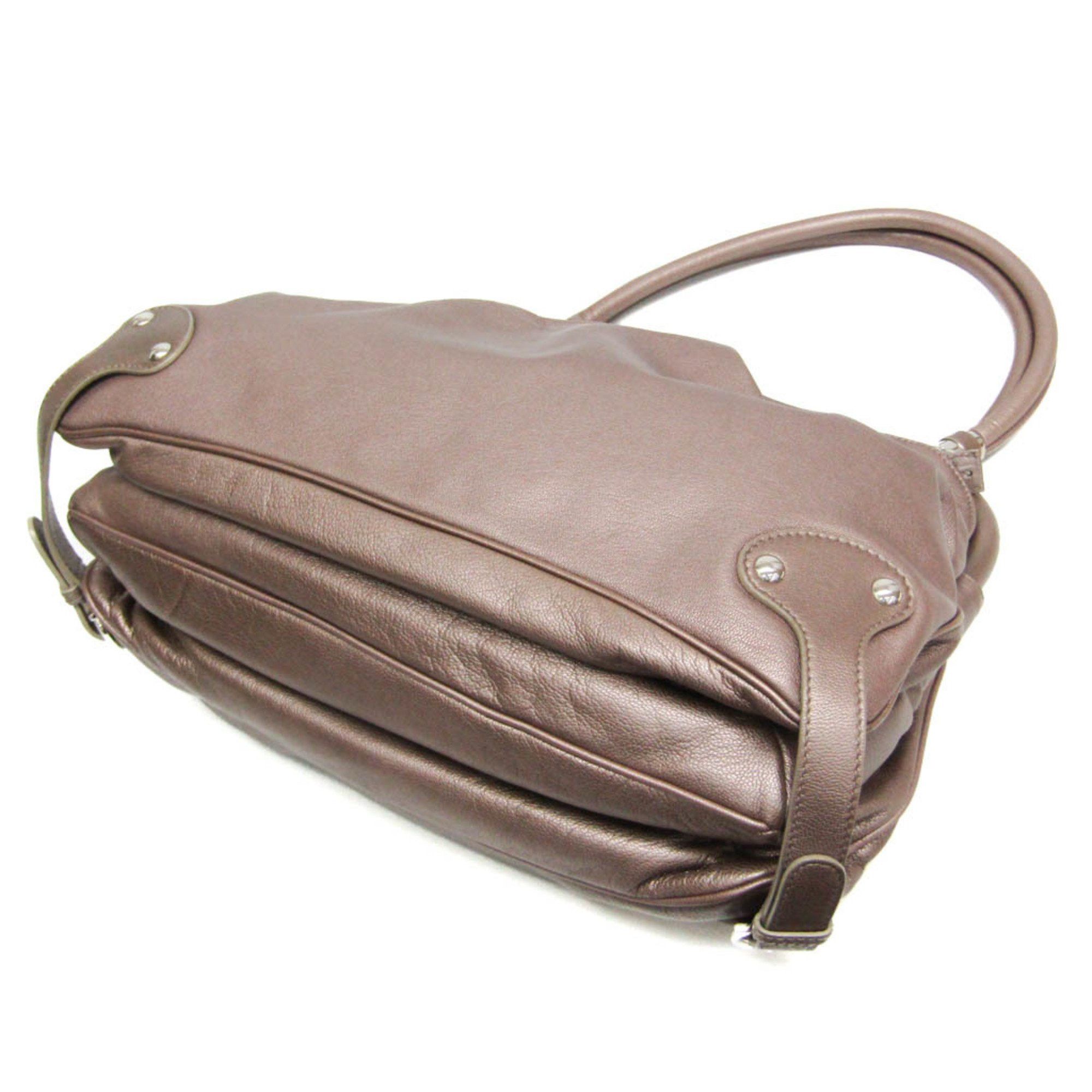 Salvatore Ferragamo Salvatore Ferragamo Gancini FZ 21 A305 Women's Leather Shoulder Bag Metallic Beige,Metallic Pink Size ONE SIZE - 3 Thumbnail
