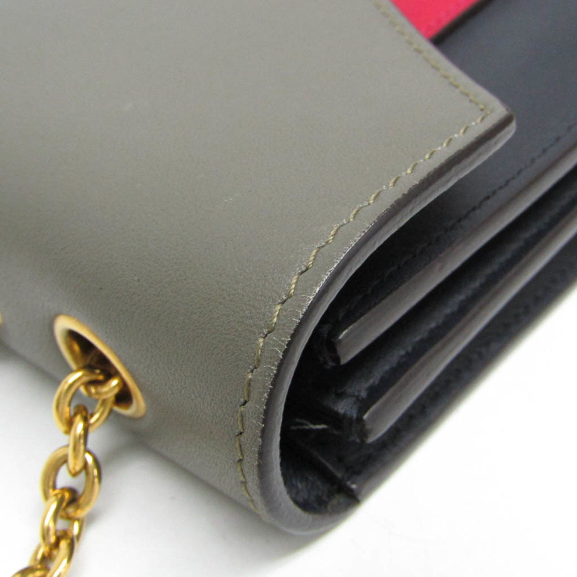 Celine Celine Chain Flap Bag 175383UNA.25FH Women's Leather Shoulder Bag Black,Gray,Red Color Size ONE SIZE - 7 Thumbnail