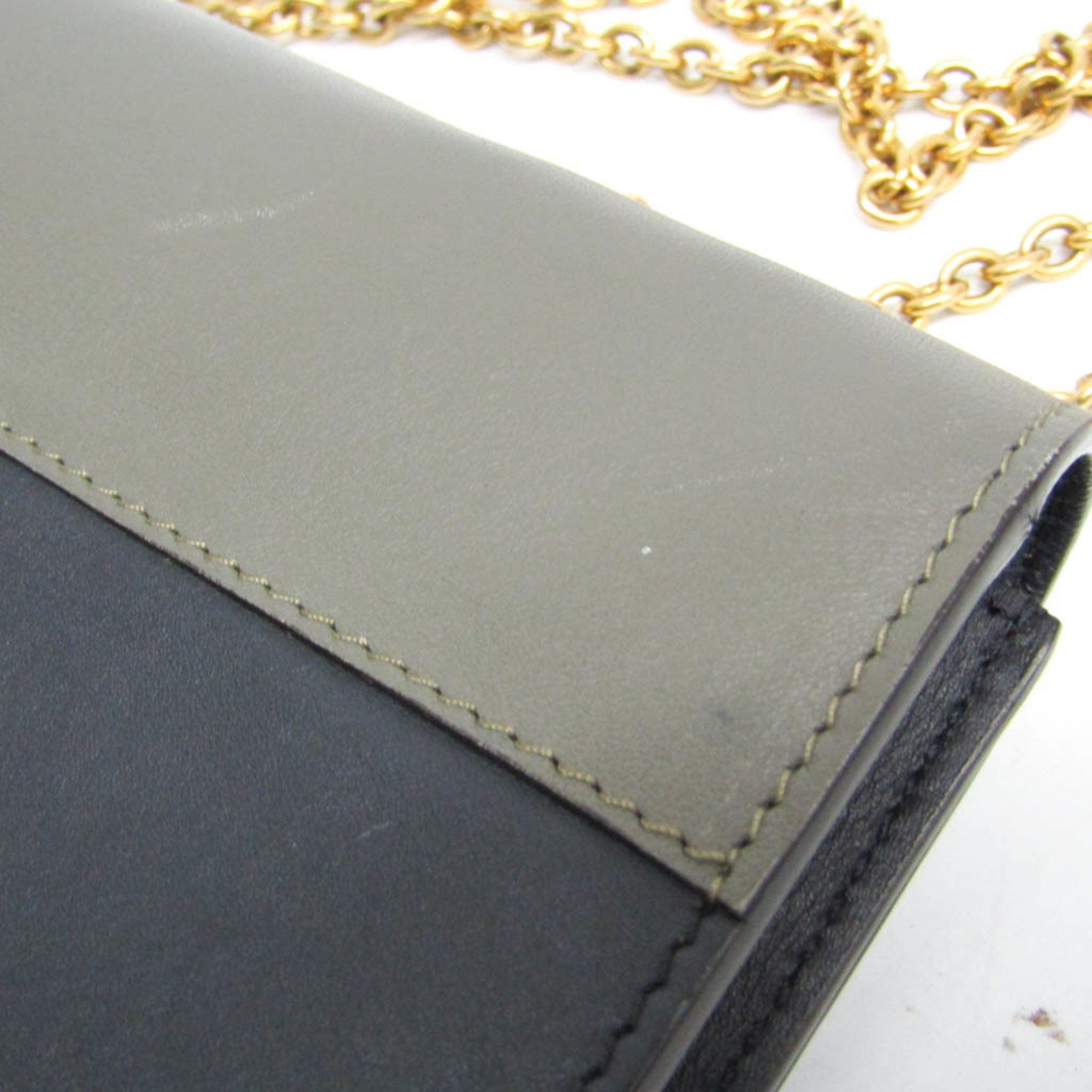 Celine Celine Chain Flap Bag 175383UNA.25FH Women's Leather Shoulder Bag Black,Gray,Red Color Size ONE SIZE - 13 Thumbnail