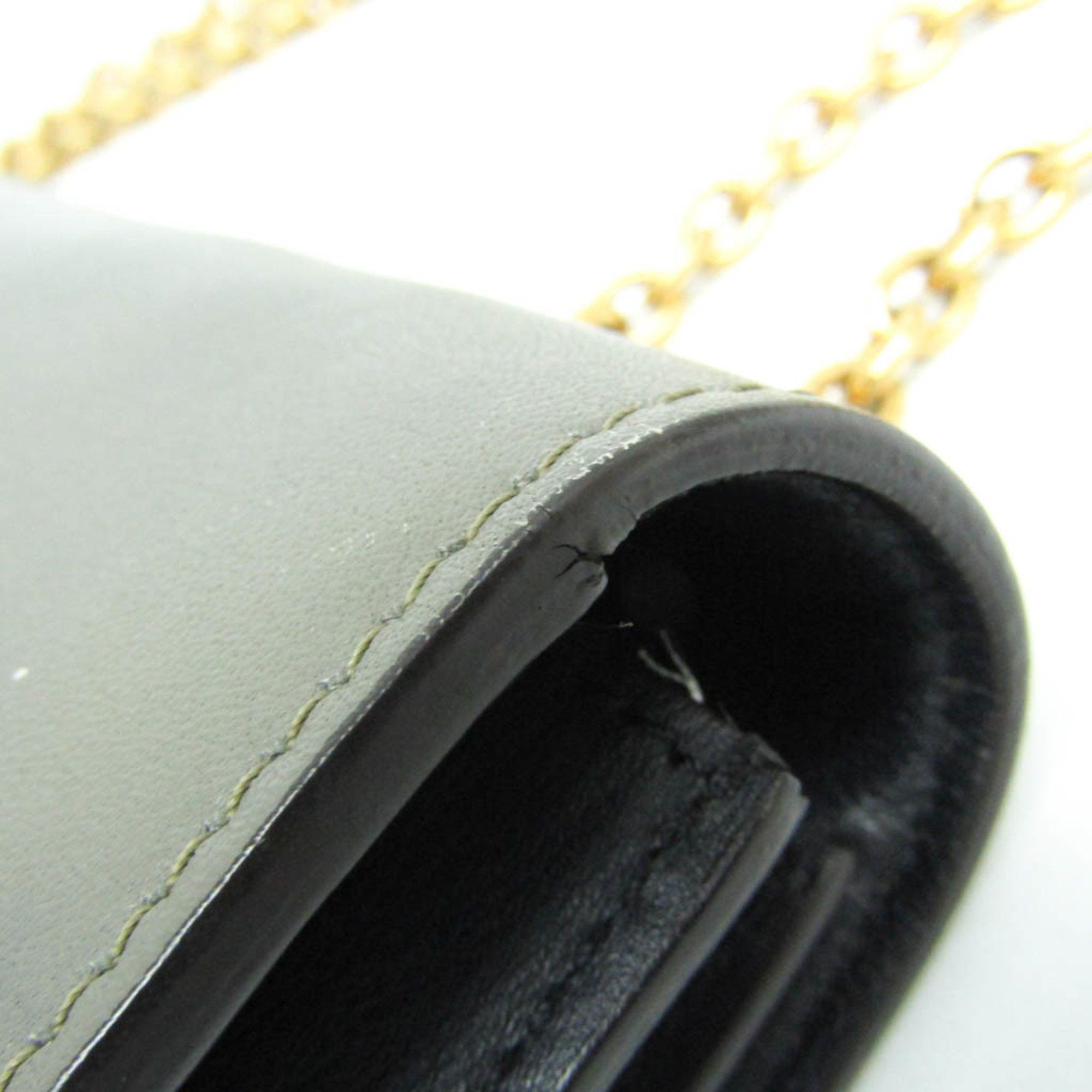 Celine Celine Chain Flap Bag 175383UNA.25FH Women's Leather Shoulder Bag Black,Gray,Red Color Size ONE SIZE - 14 Thumbnail