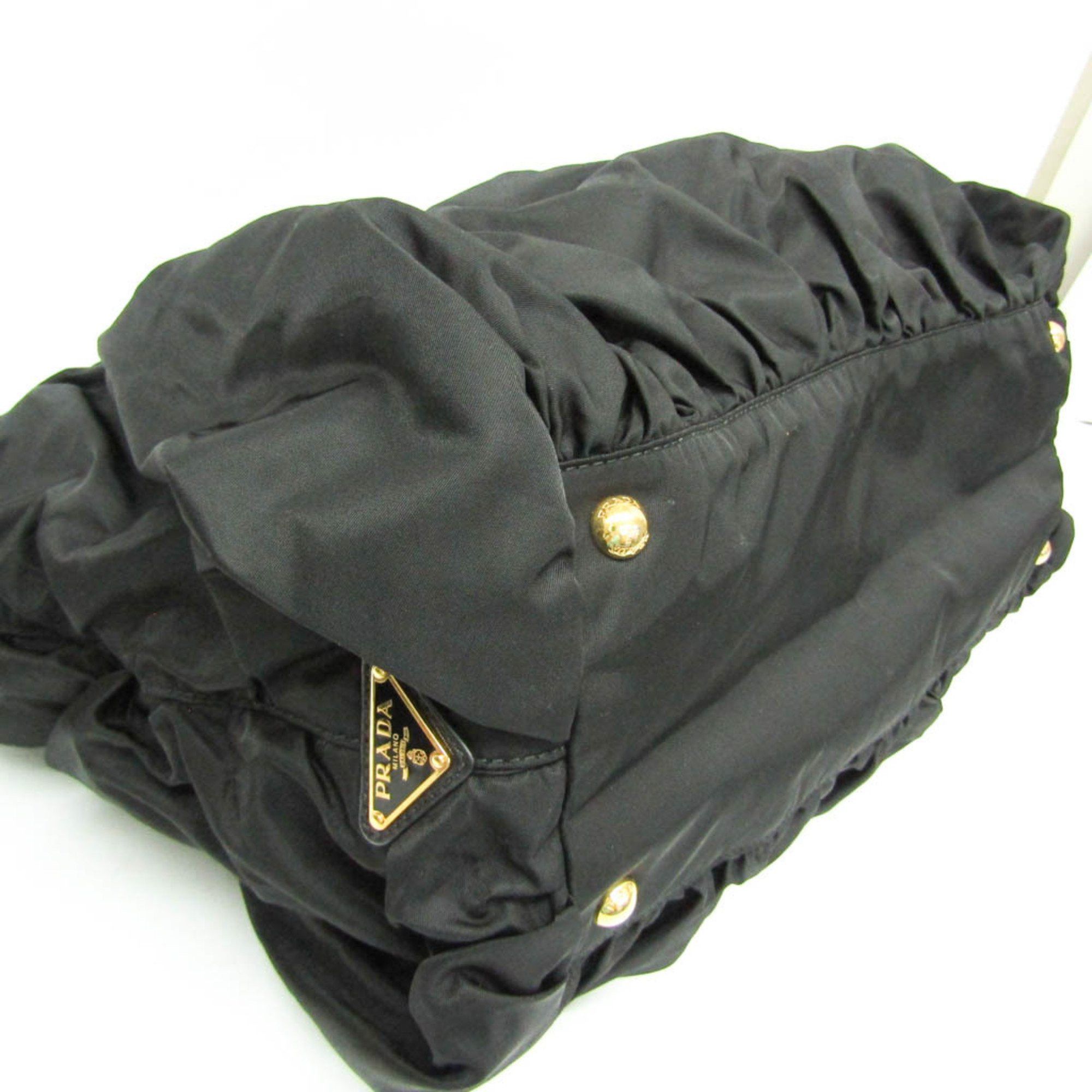 Prada Prada Ruffled Chain Shoulder Bag Women's Nylon,Plastic Shoulder Bag,Tote Bag Black Size ONE SIZE - 5 Thumbnail