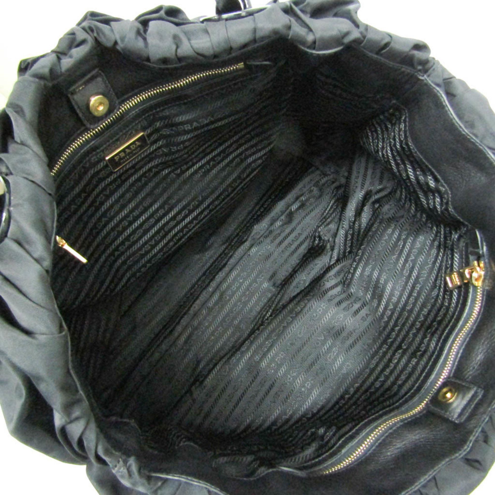 Prada Prada Ruffled Chain Shoulder Bag Women's Nylon,Plastic Shoulder Bag,Tote Bag Black Size ONE SIZE - 3 Thumbnail