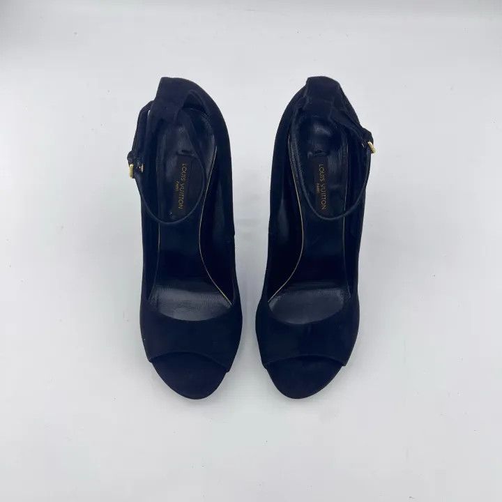 Louis Vuitton Louis Vuitton Black Leather High Heel Sandals 0079 Size US 6 / IT 36 - 2 Thumbnail
