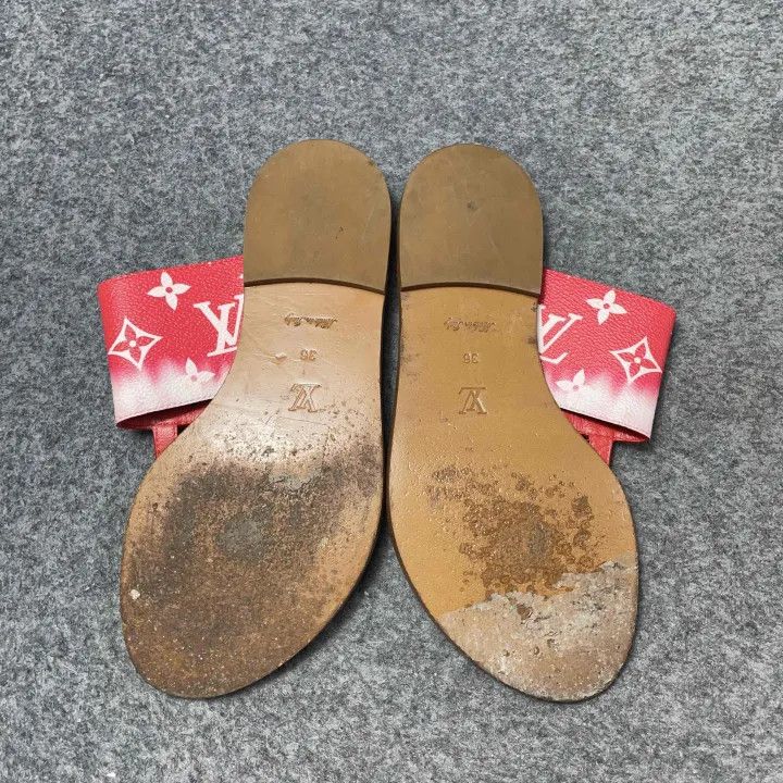 Louis Vuitton Louis Vuitton Red Palma Flat Sandals for Women 0079 Size US 6 / IT 36 - 4 Thumbnail
