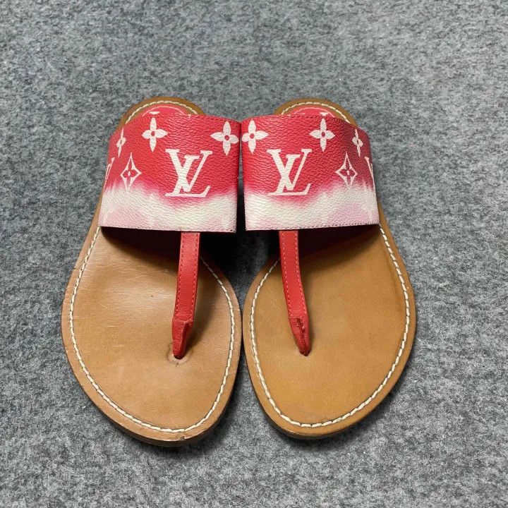 Louis Vuitton Louis Vuitton Red Palma Flat Sandals for Women 0079 Size US 6 / IT 36 - 2 Thumbnail