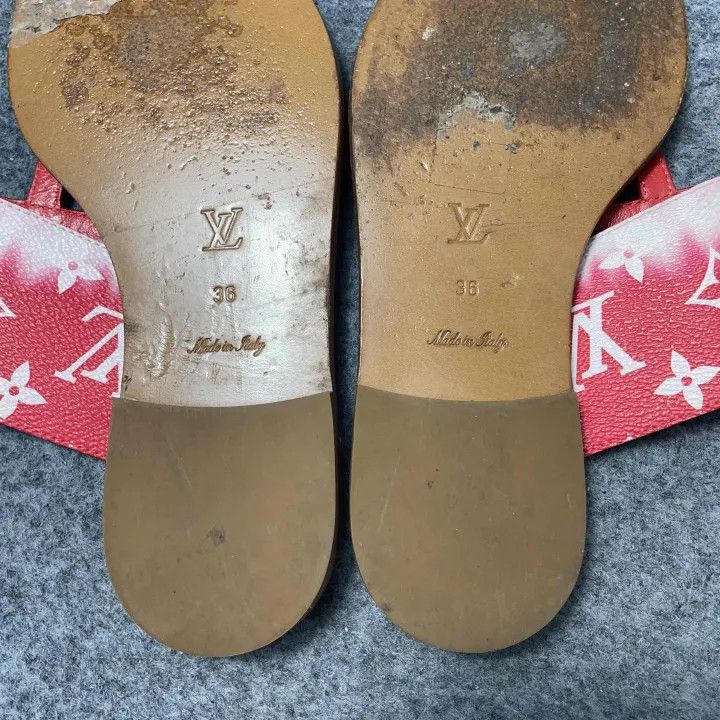 Louis Vuitton Louis Vuitton Red Palma Flat Sandals for Women 0079 Size US 6 / IT 36 - 6 Thumbnail
