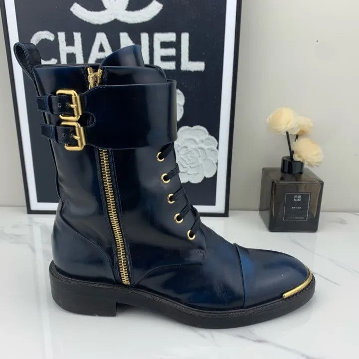 Louis Vuitton Louis Vuitton Navy Lace-Up Ankle Boots 0079 Size US 6 / IT 36 - 8 Thumbnail
