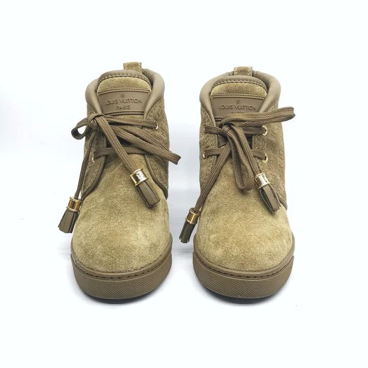Louis Vuitton Louis Vuitton Suede Wedge Sneakers in Earth Yellow 0079 Size US 5 / IT 35 - 2 Thumbnail