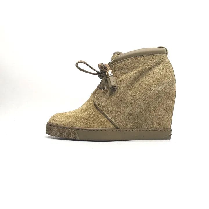 Louis Vuitton Louis Vuitton Suede Wedge Sneakers in Earth Yellow 0079 Size US 5 / IT 35 - 11 Thumbnail