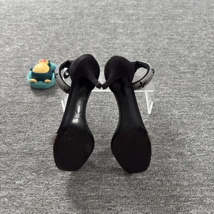 Louis Vuitton Louis Vuitton Stylish Black Rhinestone Heels for Women 0079 Size US 5 / IT 35 - 4 Thumbnail