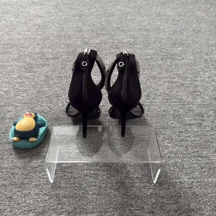 Louis Vuitton Louis Vuitton Stylish Black Rhinestone Heels for Women 0079 Size US 5 / IT 35 - 3 Thumbnail