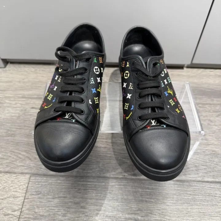 Louis Vuitton Takashi Murakami x Louis Vuitton Black Low Top Trainer 0079 Size US 6 / IT 36 - 2 Thumbnail