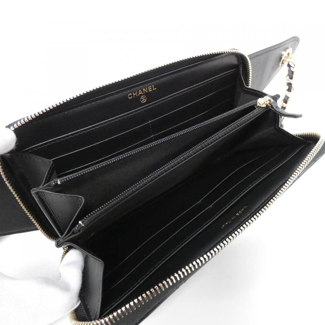 Chanel Chanel Chanel Belt Wallet Shiny Crumpled Lamb Wallet Leather Long Wallet Size ONE SIZE - 5 Thumbnail