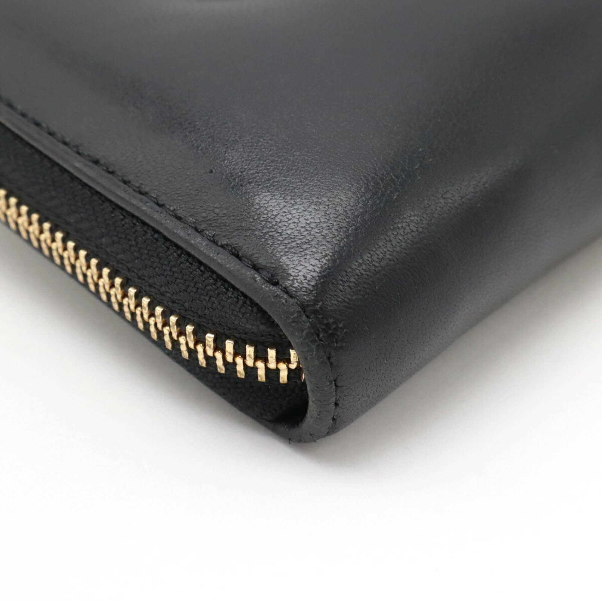 ANYA HINDMARCH Chubby Round Long Wallet in Leather, Black