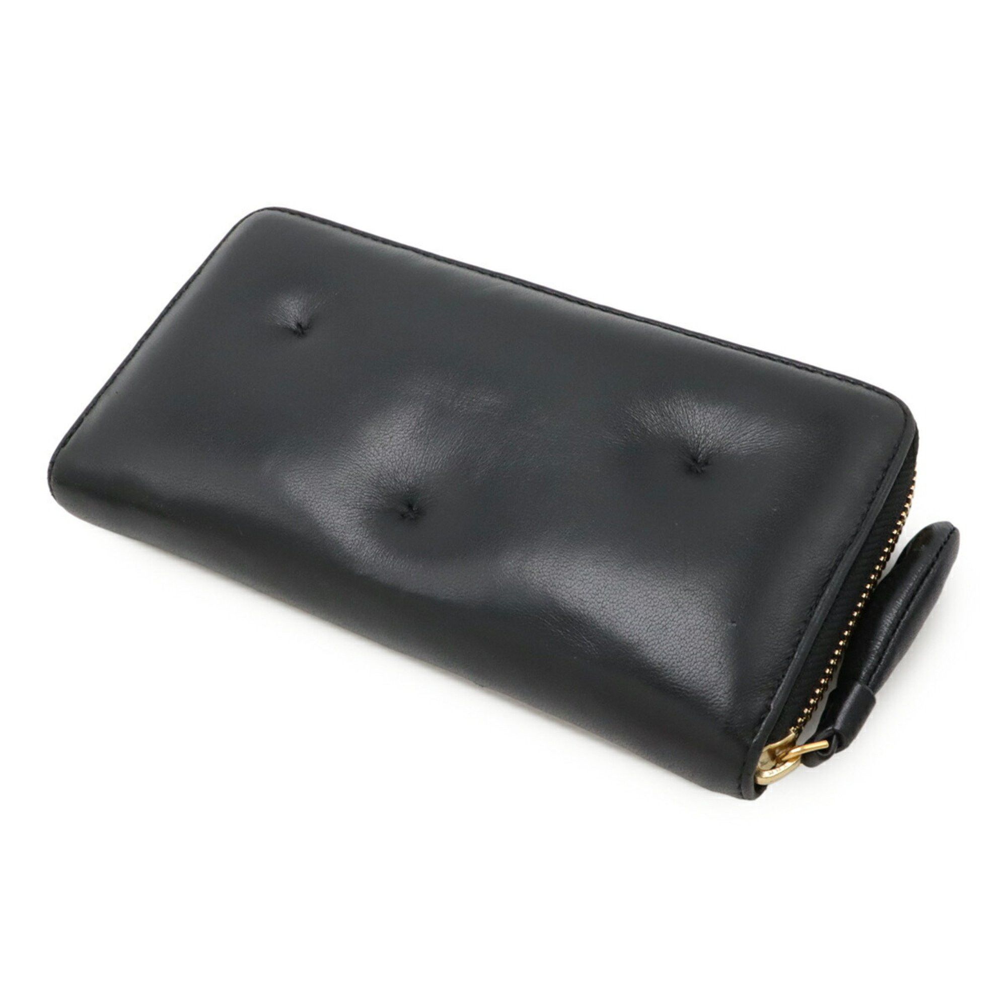 ANYA HINDMARCH Chubby Round Long Wallet in Leather, Black