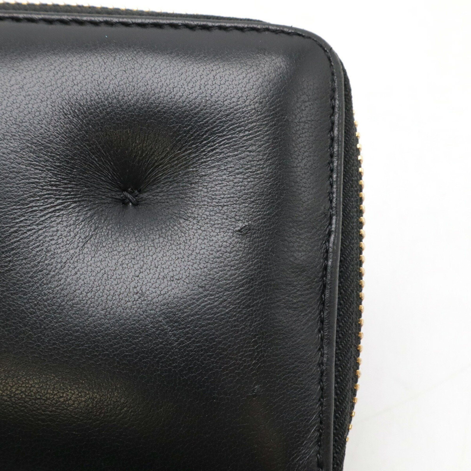 ANYA HINDMARCH Chubby Round Long Wallet in Leather, Black